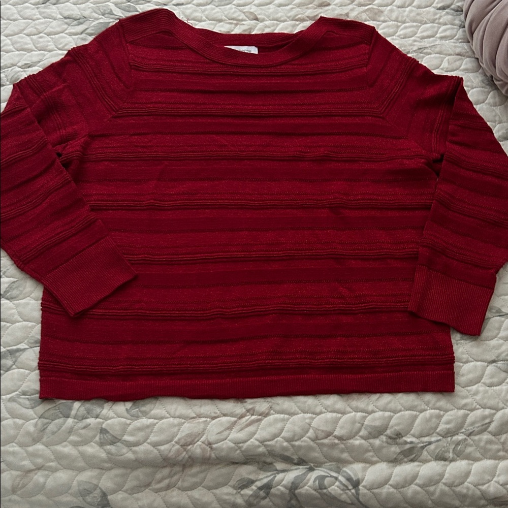Liz Claiborne Deep Red Crew Neck Sweater